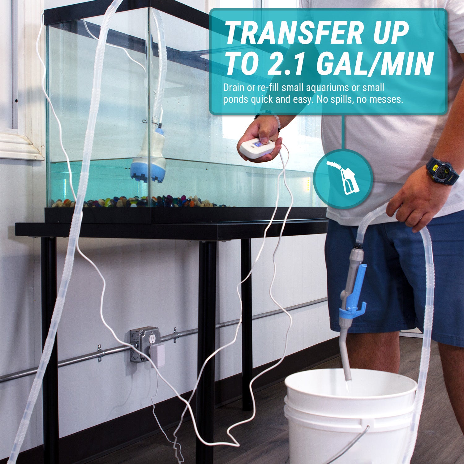 TeraPump Aquarium Water-Transferring Siphon Pump with Flow Control