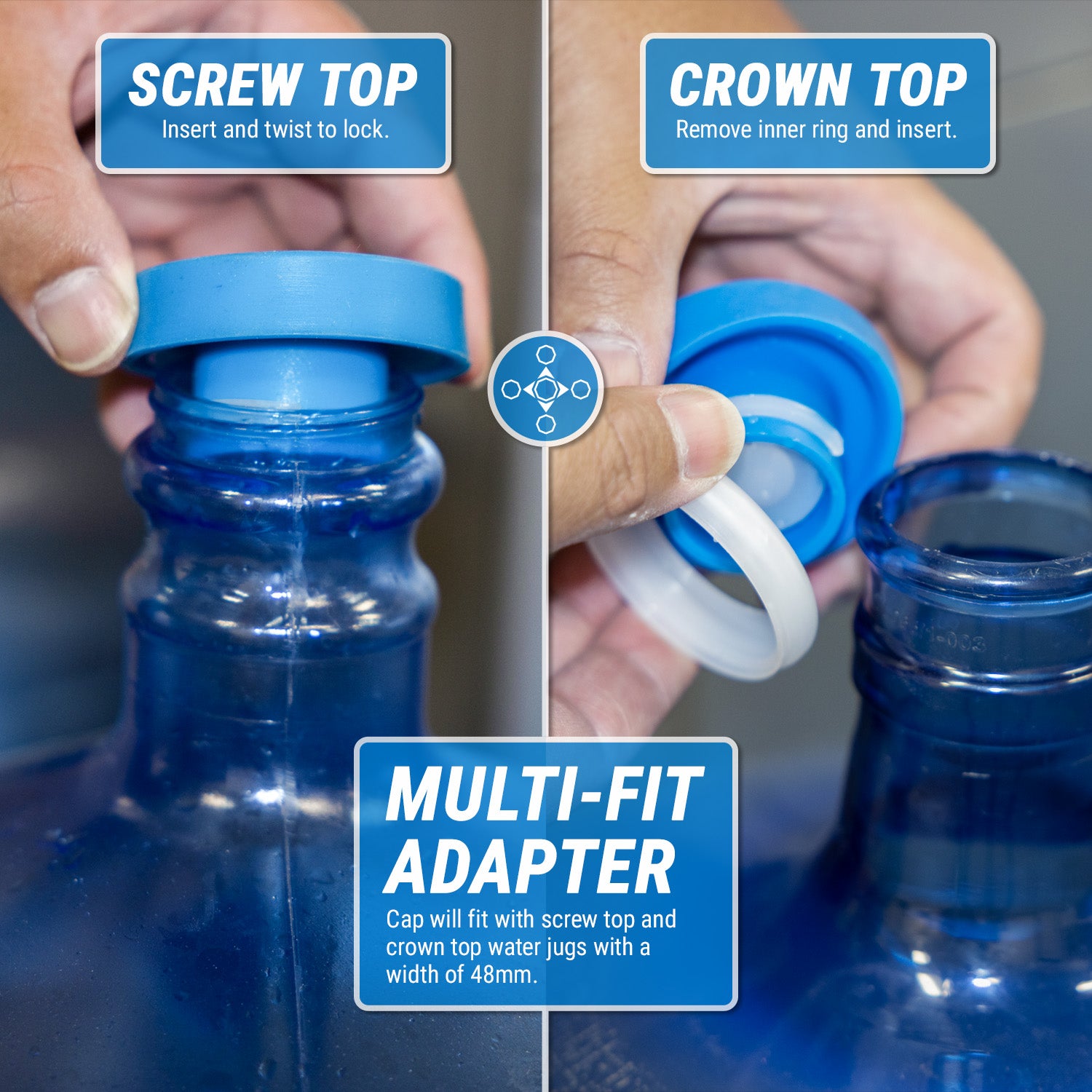 5x Reusable Water Jug Lids Water Bottle Snap On Cap Replacement